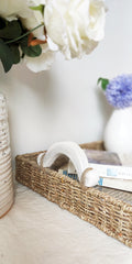 Handcrafted Seagrass Rectangular Tray with Ceramic Handles