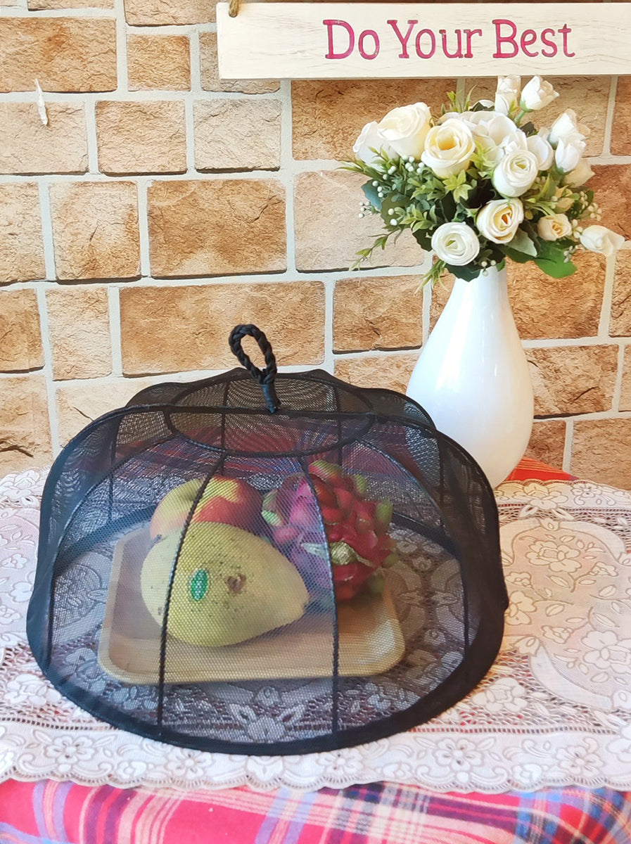 Black Mesh Food Cover with Water Hyacinth Frame