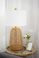 Rattan Table Lamp/Fabric shade with UL standard